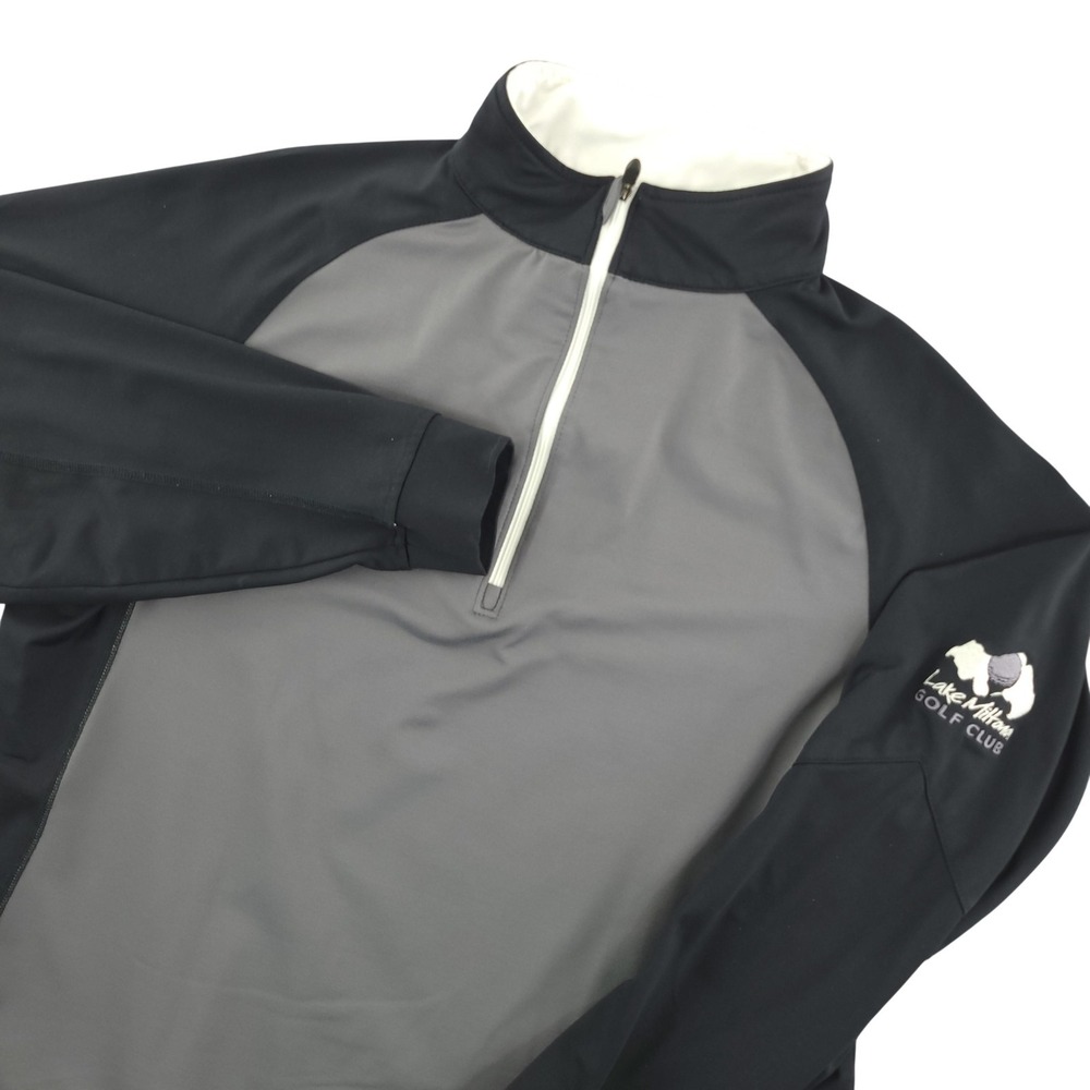 FootJoy Windbreaker Pullover Mens M Gray Black 1/4 Zip Lake Miltona Golf Jacket